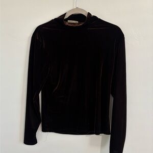 Christie & Jill Brown Velvet Mock Neck Top (Medium)